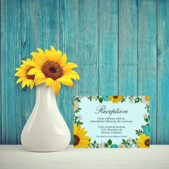 Carte D'accompagnement Réception Florale de Tournesol Rustique Marguerite (Créateur téléchargé)