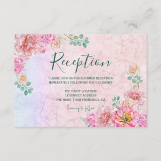 Carte D'accompagnement Réception florale délicate aquarelle verte et rose