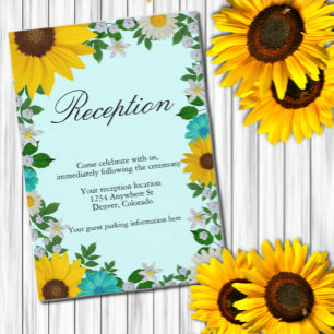 Carte D'accompagnement Réception Florale Rustique Tournesol Daisy