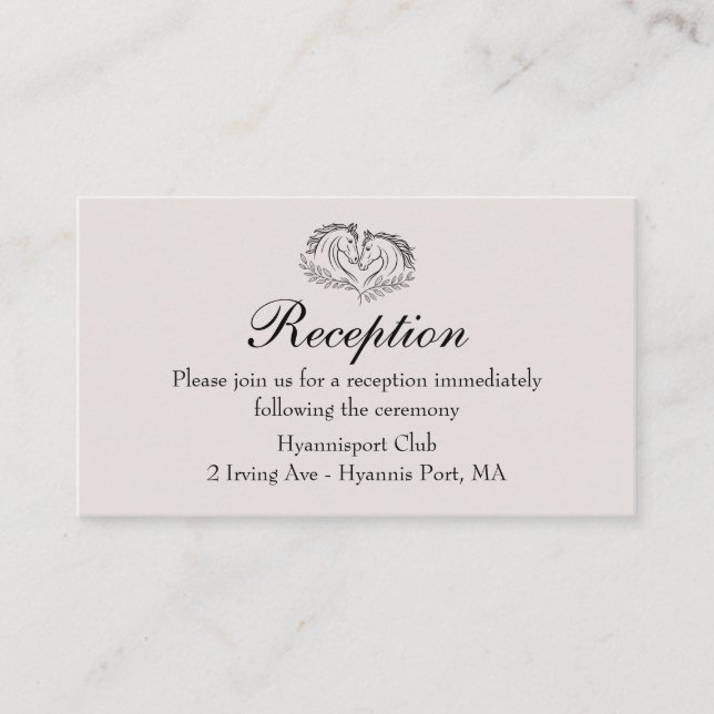 Carte D'accompagnement Réception Mariage campagnard Western Rustic Horse (Devant)