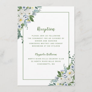 Carte D'accompagnement Réception Mariage Floral Aquarelle Élégant Vert