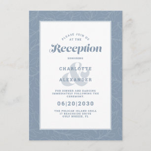 Carte D'accompagnement Réception Mariage moderne Motif bleu Dusty