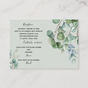Carte D'accompagnement Réception moderne Eucalyptus Cash Bar Mariage Encl