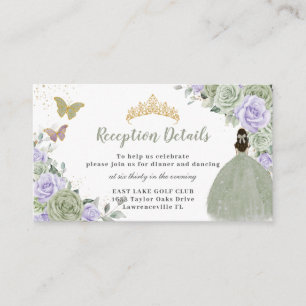 Carte D'accompagnement Réception Sage Green Lilac Floral Quinceañera