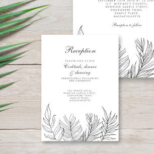 Carte D'accompagnement Réception Tropical Leaf Black White