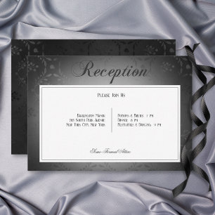 Carte D'accompagnement Réception vintage Dark Gothic Black Mariage damass