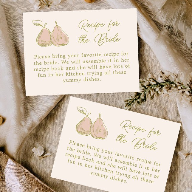 Carte D'accompagnement Recette à thème poire pour la douche de la mariée (Créateur téléchargé)