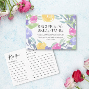 Carte D'accompagnement Recette aquarelle pour la mariée florale