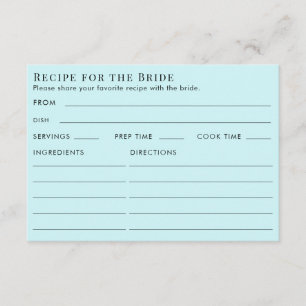 Carte D'accompagnement Recette de Baby Shower Double Face Bleu Canard et 