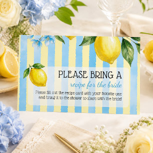 Carte D'accompagnement Recette de Baby Shower Floral Bleu Main Squeeze