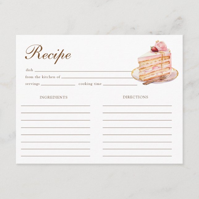 Carte D'accompagnement Recette de Baby Shower High Tea Pastel (Devant)