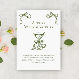 Carte D'accompagnement Recette de baby shower Martini pour la future mari
