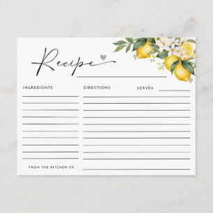 CARTE D'ACCOMPAGNEMENT RECETTE DE FÊTE DES MARIÉES DE CITRON PRINCIPALE