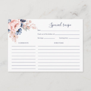 Carte D'accompagnement Recette de Fête des mariées florale jolie rose