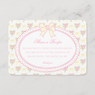 Carte D'accompagnement Recette de fleurs fantaisie vintage jaune