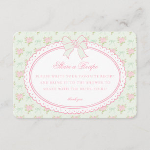 Carte D'accompagnement Recette de Fleurs Fantaisie Vintage Vertes à Parta
