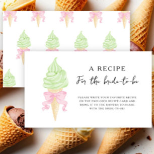 Carte D'accompagnement Recette de glace pour la future mariée
