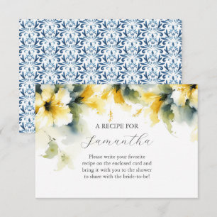 Carte D'accompagnement Recette D'Hibiscus Floral Jaune Pour La Mariée