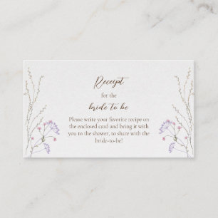 Carte D'accompagnement Recette Elegant Spring Fleur sauvage Fête des mari