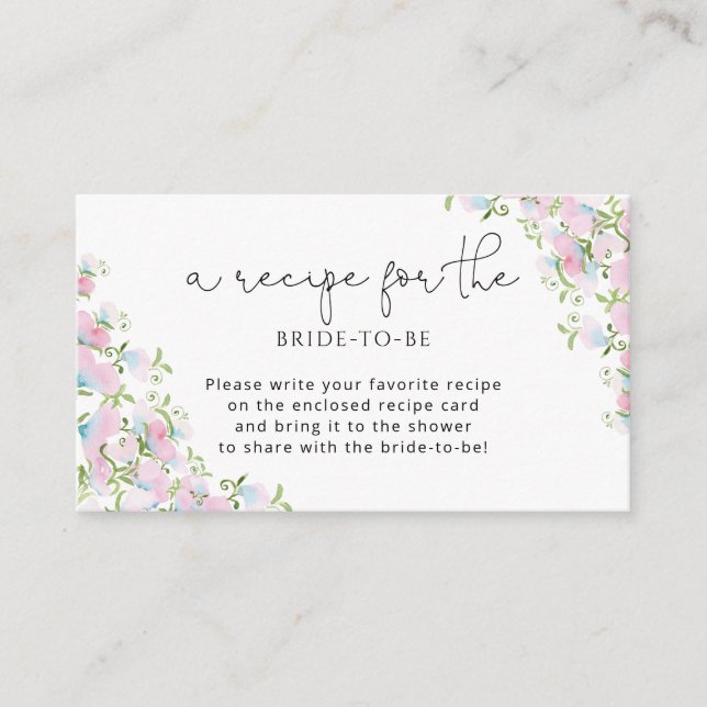 Carte D'accompagnement Recette élégante pour la future mariée (Devant)