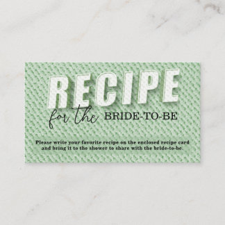 Carte D'accompagnement Recette Élégante Rétro Sage Pour La Future Mariée
