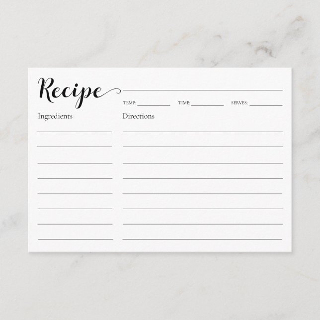 Carte D'accompagnement Recette Fête des mariées (Devant)