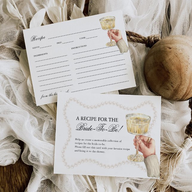 Carte D'accompagnement Recette Fête des mariées élégante Perles & Prosecc (Créateur téléchargé)