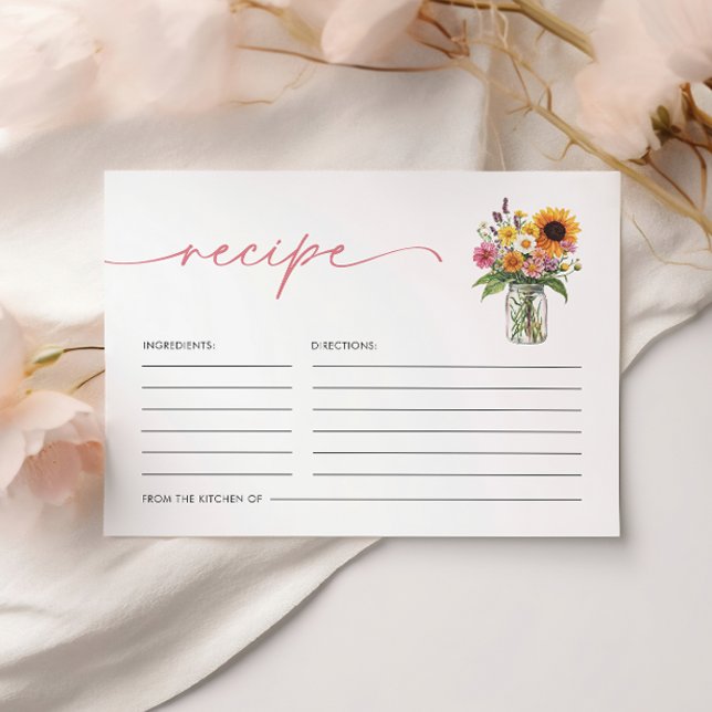 Carte D'accompagnement Recette fraîche hors du marché Fête des mariées Re (Fresh Off the Market Bridal Shower Recipe Enclosure Card)