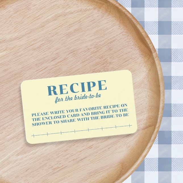 Carte D'accompagnement Recette Jaune Beurre Ensemble Pour la Mariée (Butter Together Yellow Recipe For Bride Enclosure Card)