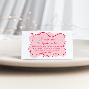 Carte D'accompagnement Recette ondulée rose et rouge dessinée à la main p