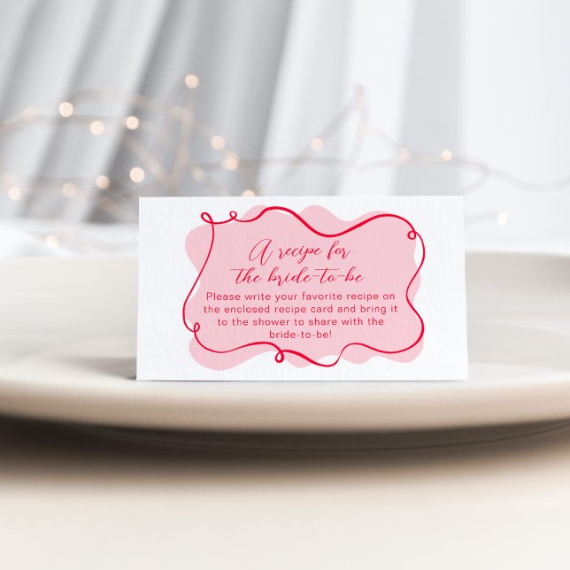 Carte D'accompagnement Recette ondulée rose et rouge dessinée à la main p (Créateur téléchargé)