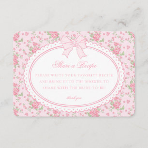 Carte D'accompagnement Recette Partage Florale Fancy Vintage Rose
