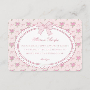 Carte D'accompagnement Recette Partage Florale Fancy Vintage Rose