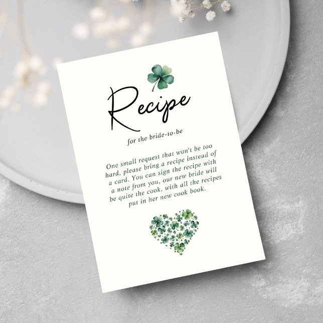 Carte D'accompagnement Recette Pour Fête des mariées Shamrock Vert Mariée (Créateur téléchargé)