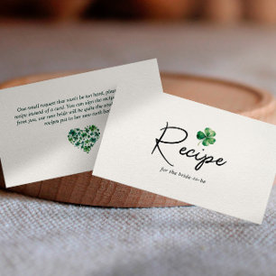 Carte D'accompagnement Recette Pour Fête des mariées Shamrock Vert Mariée