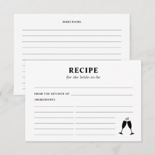 Carte D'accompagnement Recette pour la Fête des mariées de mariée