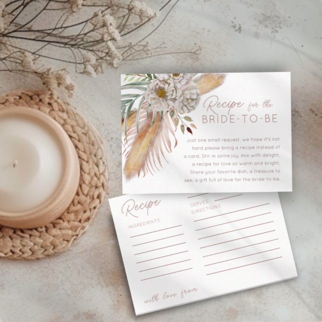 Carte D'accompagnement Recette pour la mariée Boho Floral  (Créateur téléchargé)