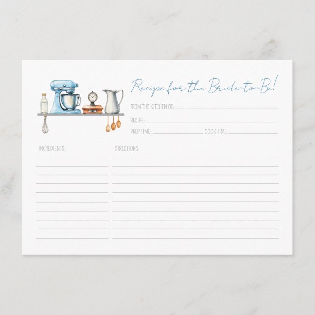 Carte D'accompagnement Recette pour la mariée de la douche de mariage de  (Devant)