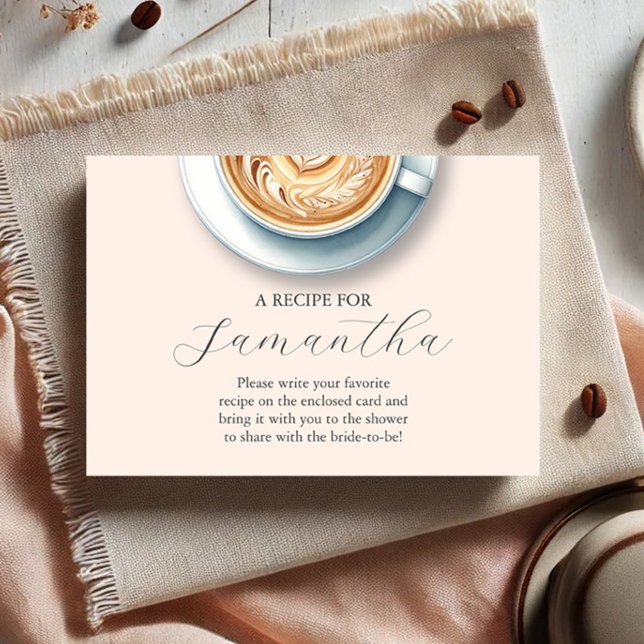 Carte D'accompagnement Recette Pour Le Thème Café Mariée (Bridal shower invitation insert card recipe for the bride coffee themed by Victoria Grigaliunas )