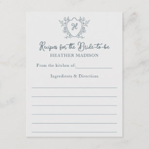 Carte D'accompagnement Recette Vintage Crest Mariage Royal