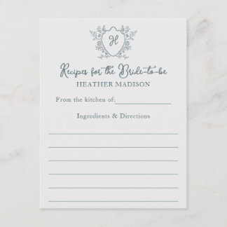 Carte D'accompagnement Recette Vintage Crest Mariage Royal
