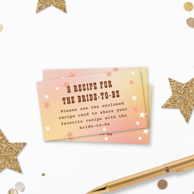 Carte D'accompagnement Recette Western Pretty Peach Stars Fête des mariée (Créateur téléchargé)