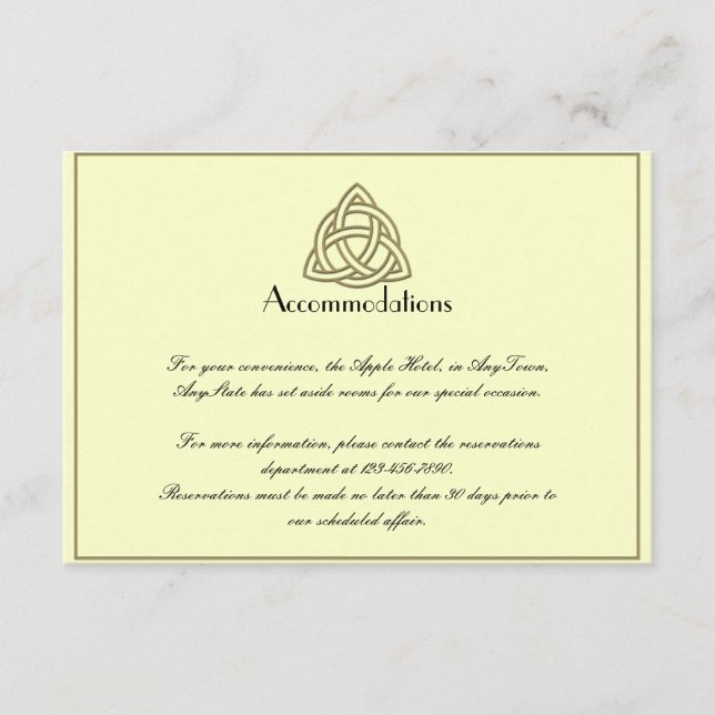 Carte D'accompagnement Récolte Mariage de noeud celtique or Insérer (Devant)