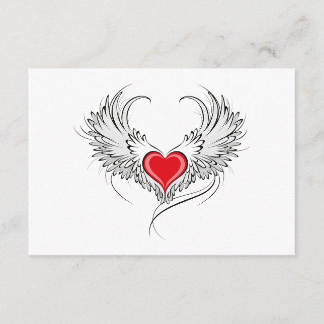 Carte D'accompagnement Red Angel Coeur avec ailes (Devant)