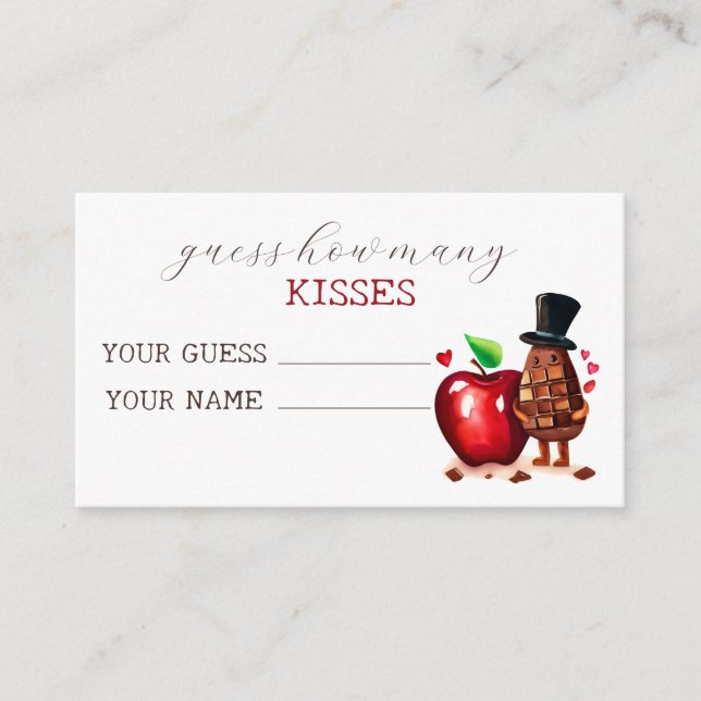 Carte D'accompagnement Red Apple devine combien de baisers jeu de mariée (Devant)