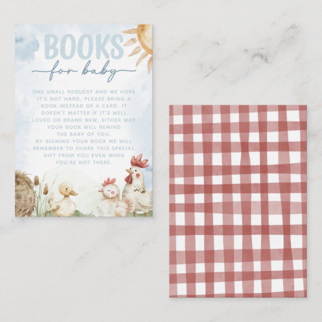 Carte D'accompagnement Red Barn Farm Animal Baby shower Demande de réserv (Devant / Derrière)