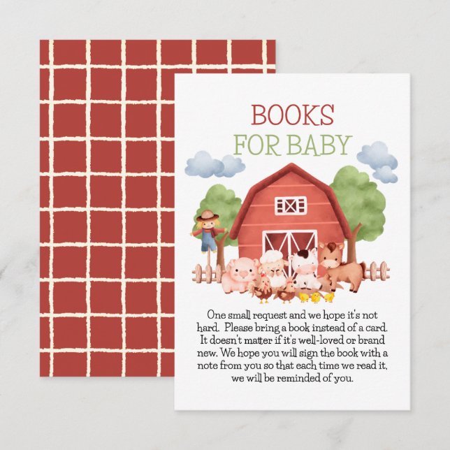 Carte D'accompagnement Red Barn Farm Livres pour bébé (Devant / Derrière)