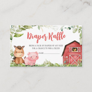 Carte D'accompagnement Red Barnyard Farm Baby shower Déchets Raffle
