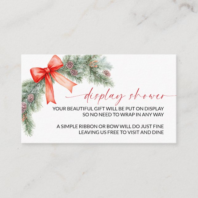 Carte D'accompagnement Red Bow Christmas Display Shower (Devant)