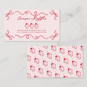 Carte D'accompagnement Red Cherry Cupcake Baby shower fille rose